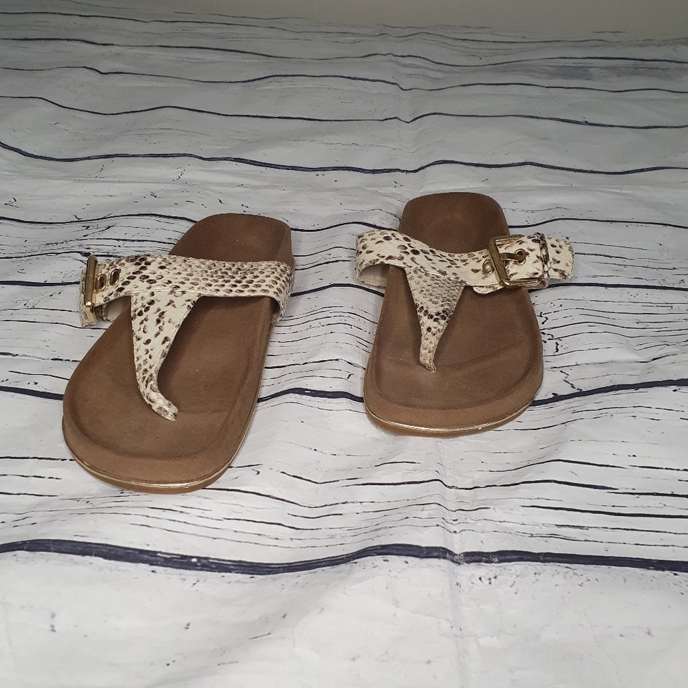 Aldo Faux Animal Print Birken Style Thong Sandal Size 10